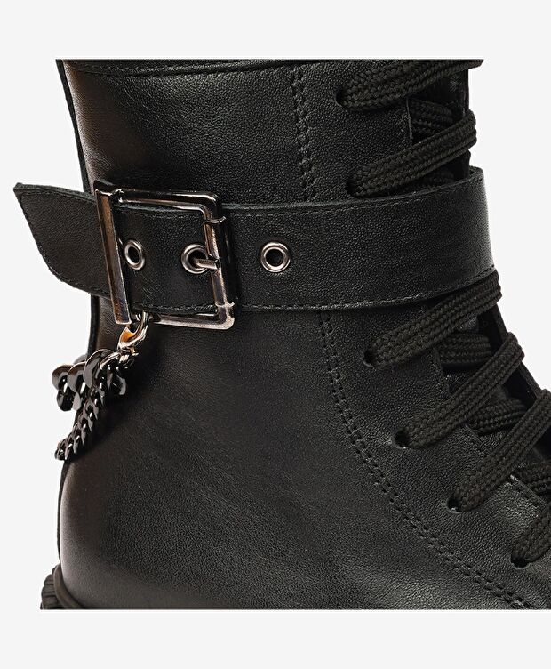 Kız Çocuk Siyah Hakiki Deri Termo Taban Bot - 5