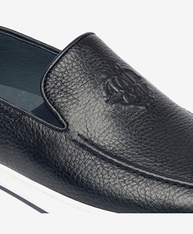 Erkek Lacivert Hakiki Deri Loafer Ayakkabı - 5