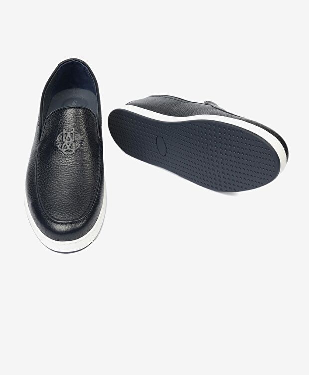 Erkek Lacivert Hakiki Deri Loafer Ayakkabı - 6