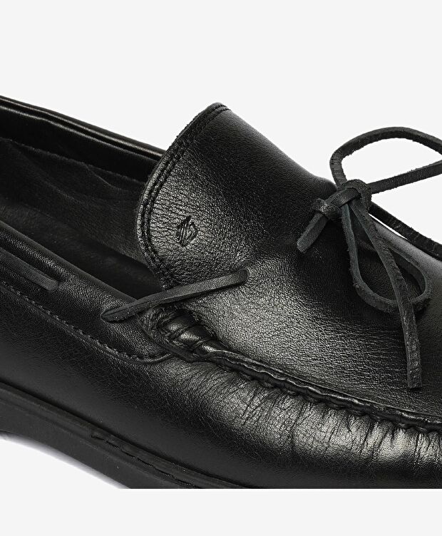 Erkek Siyah Hakiki Deri Casual Ayakkabı - 5