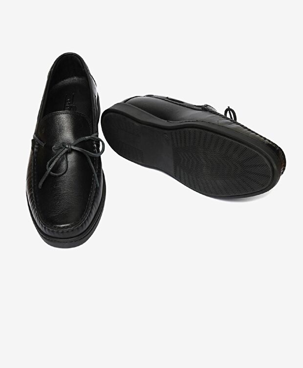 Erkek Siyah Hakiki Deri Casual Ayakkabı - 6