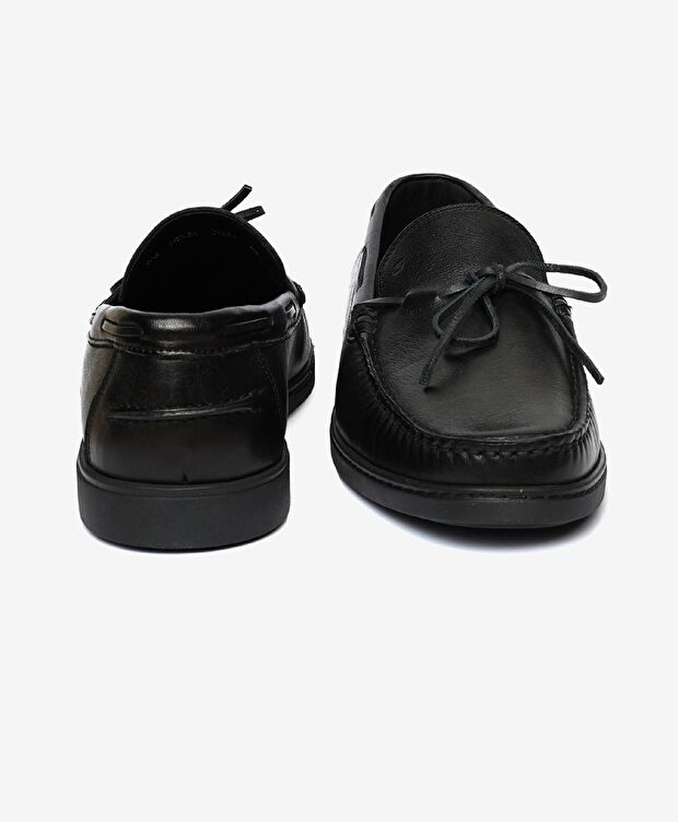 Erkek Siyah Hakiki Deri Casual Ayakkabı - 7