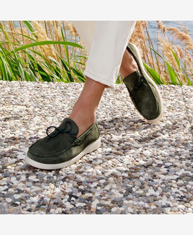 Erkek Yeşil Süet Hakiki Deri Casual Ayakkabı - 9