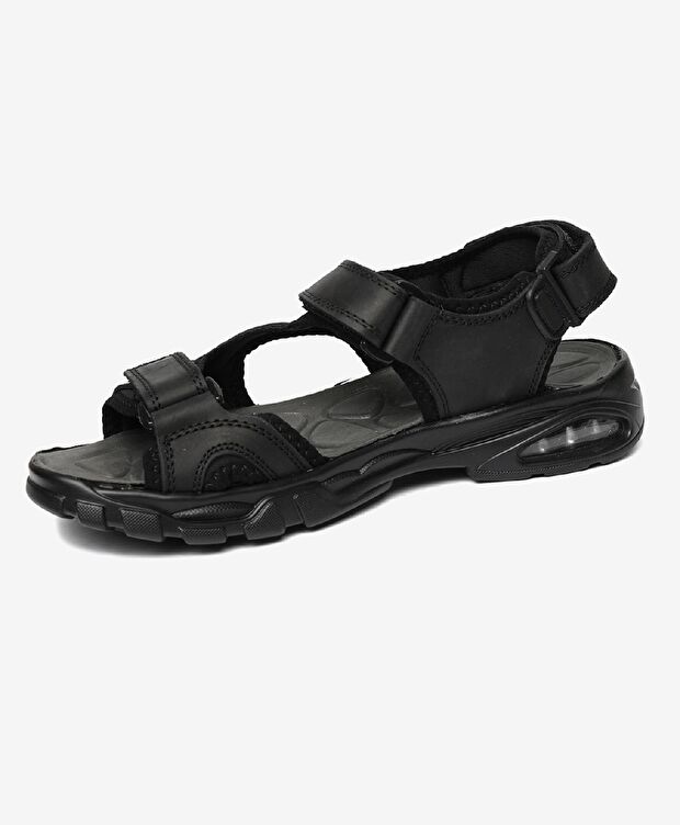 Erkek Siyah Hakiki Deri Sandalet - 3