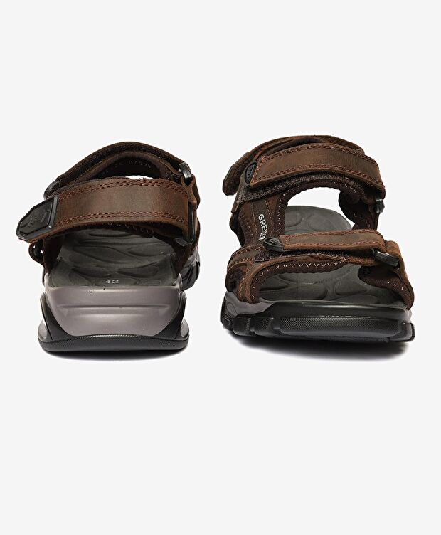 Erkek Kahverengi Hakiki Deri Sandalet - 7