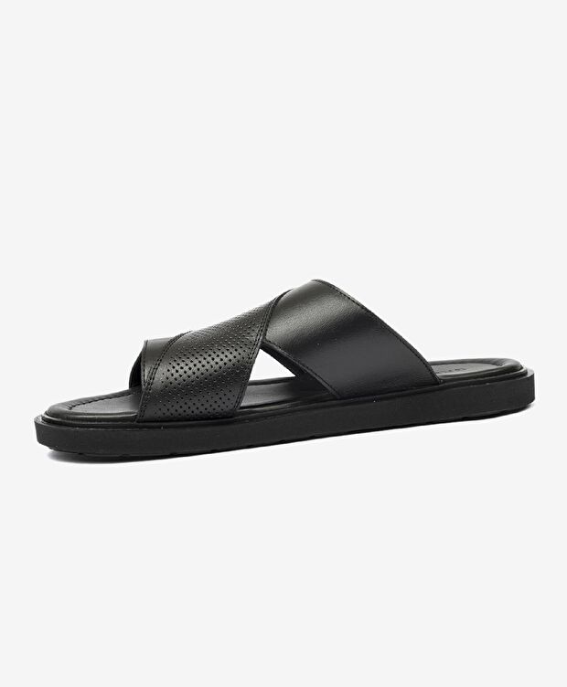 Erkek Siyah Hakiki Deri Terlik - 3