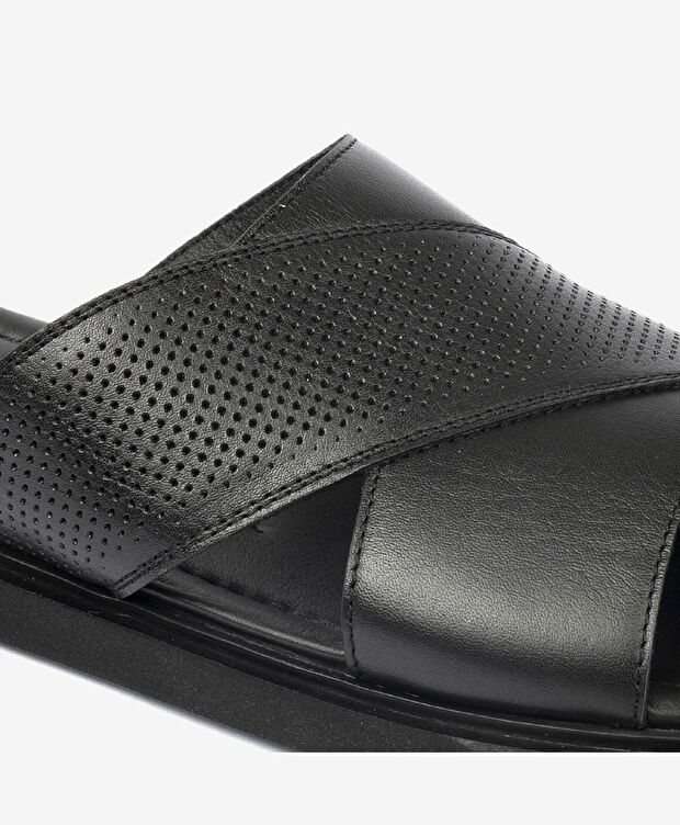 Erkek Siyah Hakiki Deri Terlik - 5