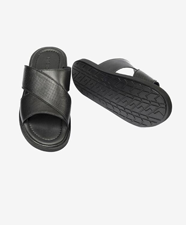 Erkek Siyah Hakiki Deri Terlik - 6