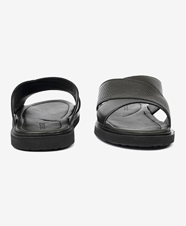 Erkek Siyah Hakiki Deri Terlik - 7