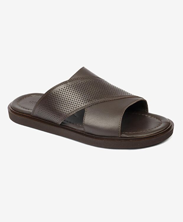 Erkek Kahverengi Hakiki Deri Terlik - 2