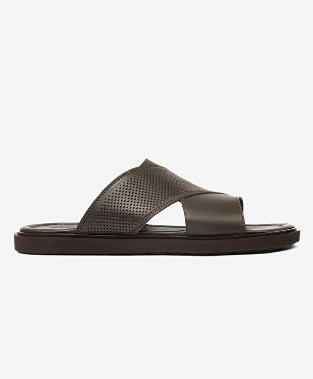 Erkek Kahverengi Hakiki Deri Terlik - 1