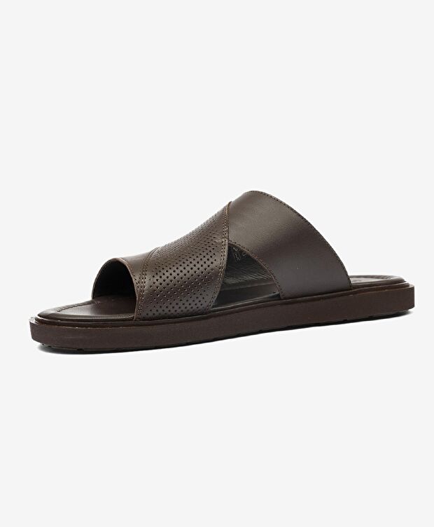 Erkek Kahverengi Hakiki Deri Terlik - 3