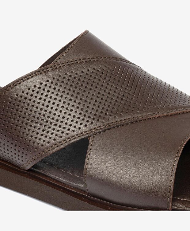 Erkek Kahverengi Hakiki Deri Terlik - 5