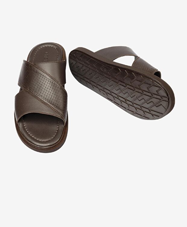 Erkek Kahverengi Hakiki Deri Terlik - 6