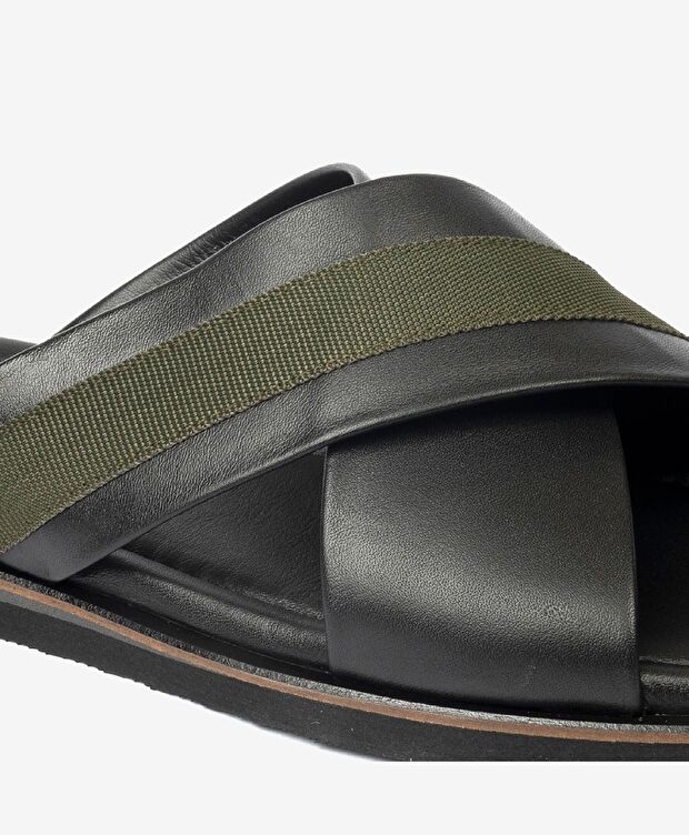 Erkek Siyah Haki Hakiki Deri Terlik - 5