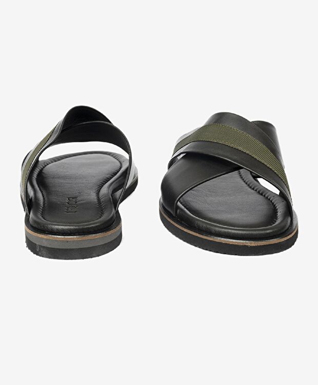 Erkek Siyah Haki Hakiki Deri Terlik - 7