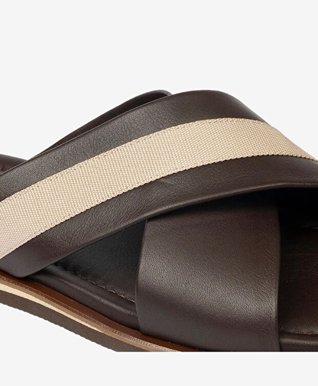 Erkek Kahverengi Vizon Hakiki Deri Terlik - 5