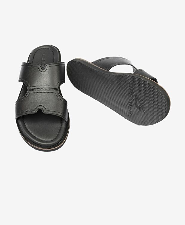 Erkek Siyah Hakiki Deri Terlik - 6