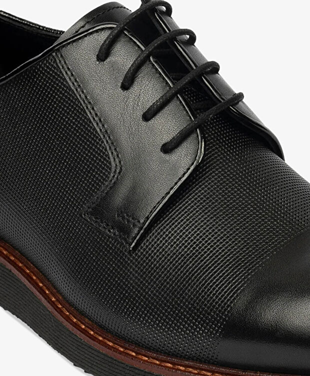 Erkek Siyah Hakiki Deri Klasik Ayakkabı - 5