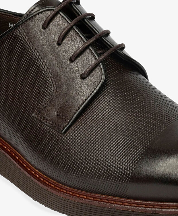 Erkek Kahverengi Hakiki Deri Klasik Ayakkabı - 5