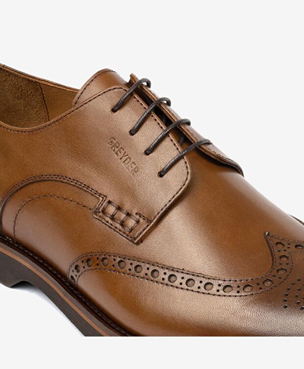 Erkek Kahverengi Hakiki Deri Klasik Ayakkabı - 5