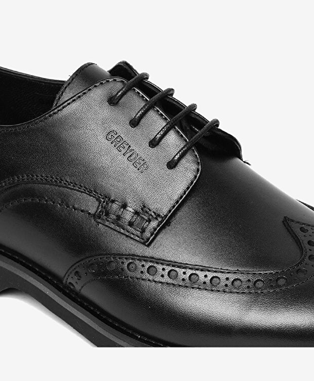 Erkek Siyah Hakiki Deri Klasik Ayakkabı - 5