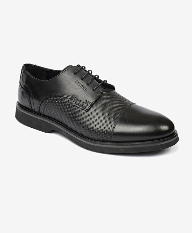 Erkek Siyah Hakiki Deri Klasik Ayakkabı - 2