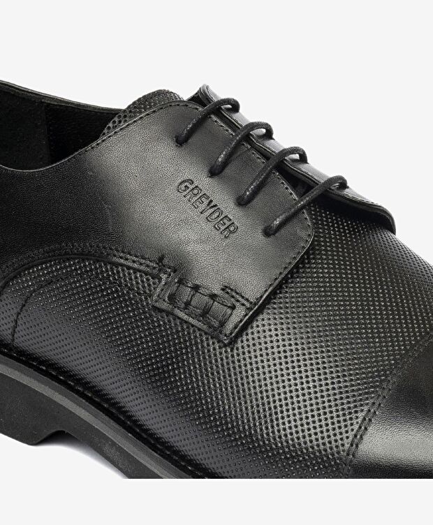 Erkek Siyah Hakiki Deri Klasik Ayakkabı - 5