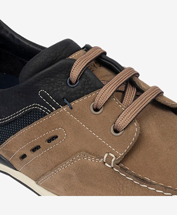 Erkek Kum Lacivert Hakiki Deri Marine Ayakkabı - 5