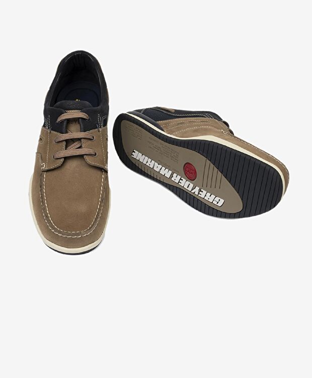 Erkek Kum Lacivert Hakiki Deri Marine Ayakkabı - 6