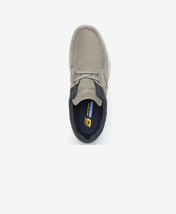 Erkek Gri Lacivert Hakiki Deri Marine Ayakkabı - 4