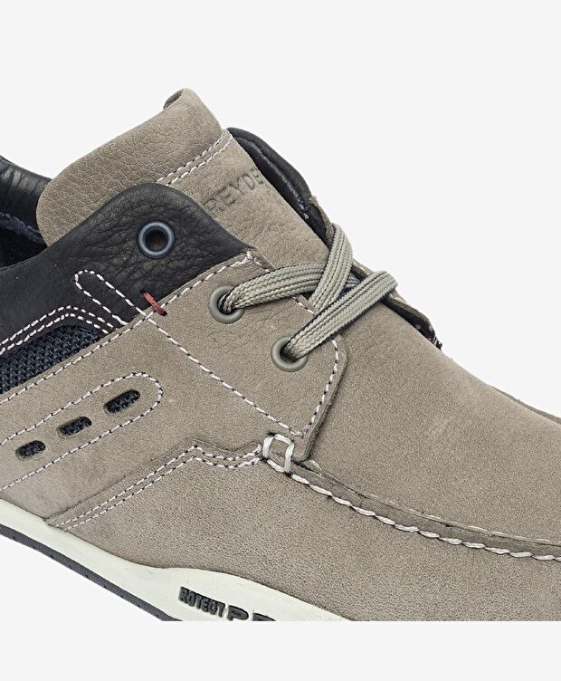 Erkek Gri Lacivert Hakiki Deri Marine Ayakkabı - 5