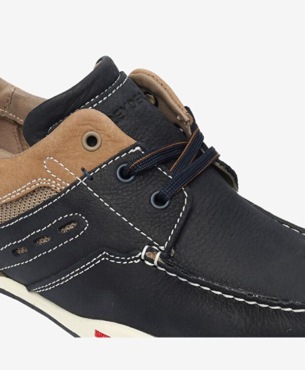 Erkek Lacivert Hakiki Deri Marine Ayakkabı - 5