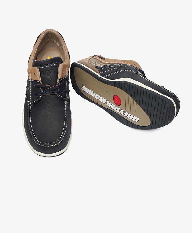 Erkek Lacivert Hakiki Deri Marine Ayakkabı - 6