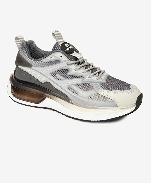 Erkek Açık Gri Koyu Gri Hakiki Deri Spor Ayakkabı - 2