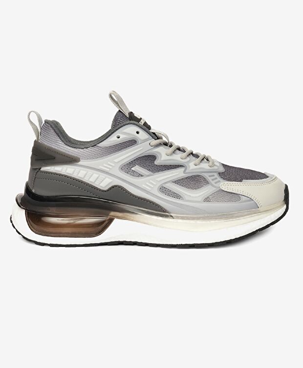 Erkek Açık Gri Koyu Gri Hakiki Deri Spor Ayakkabı - 1