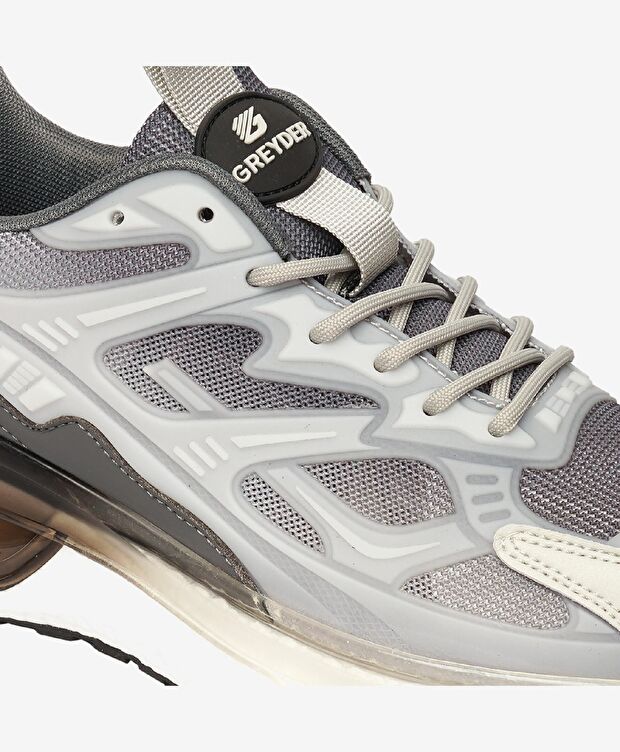 Erkek Açık Gri Koyu Gri Hakiki Deri Spor Ayakkabı - 5