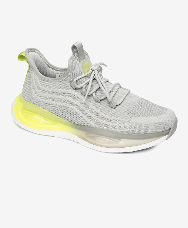 Erkek Açık Gri Limon Yeşili Spor Ayakkabı - 2