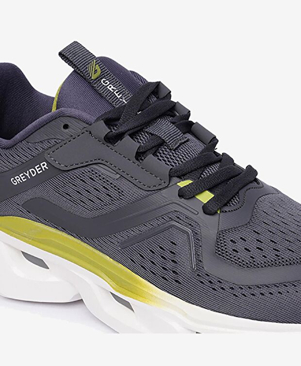 Erkek Koyu Gri Limon Yeşili Spor Ayakkabı - 5