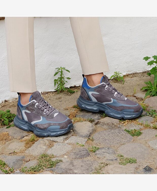 Erkek Koyu Gri Hakiki Deri Spor Ayakkabı - 9