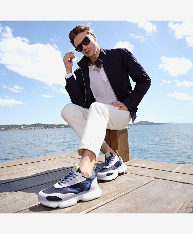 Erkek Beyaz Hakiki Deri Spor Ayakkabı - 8