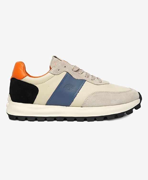 Erkek Açık Vizon İndigo Hakiki Deri Spor Ayakkabı - 1