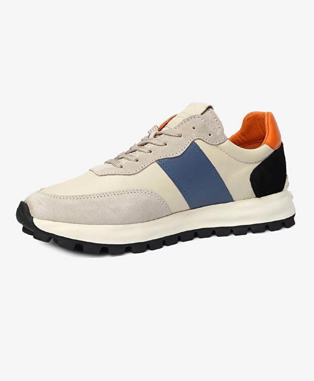 Erkek Açık Vizon İndigo Hakiki Deri Spor Ayakkabı - 3