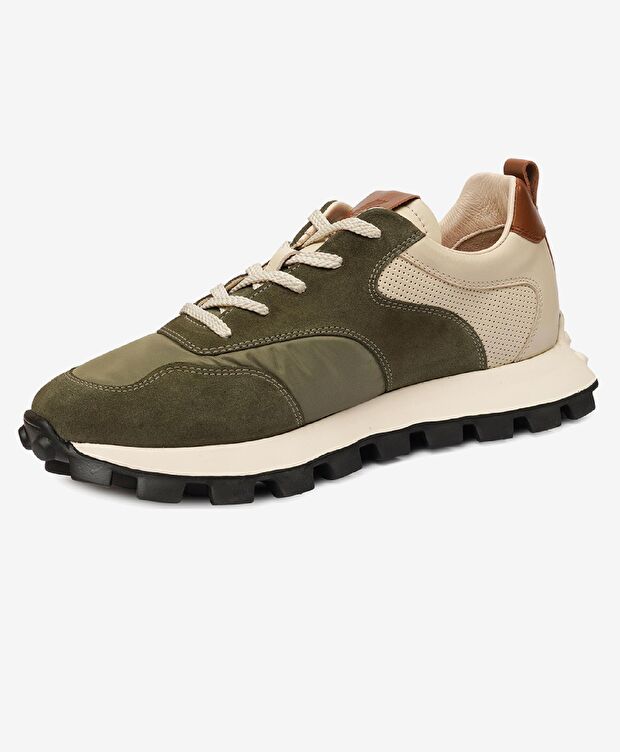 Erkek Haki Ekru Hakiki Deri Spor Ayakkabı - 4