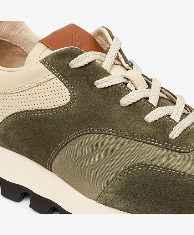 Erkek Haki Ekru Hakiki Deri Spor Ayakkabı - 6