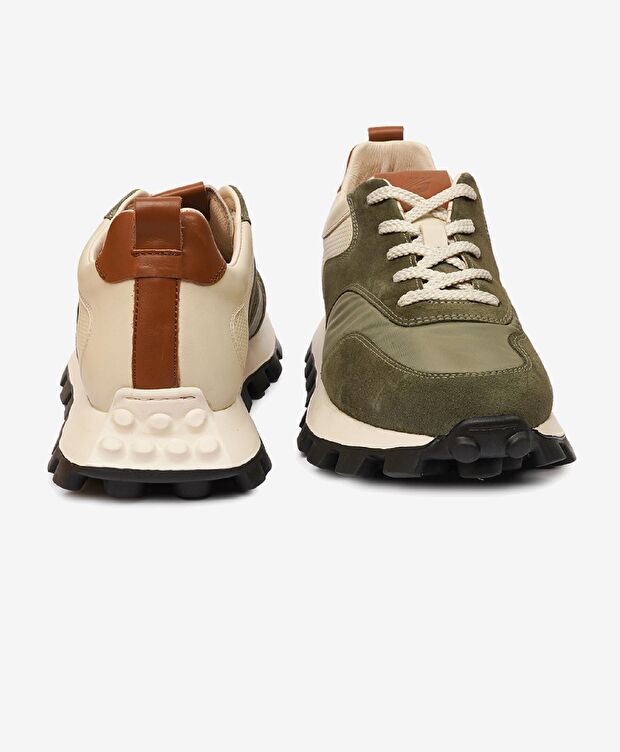 Erkek Haki Ekru Hakiki Deri Spor Ayakkabı - 8