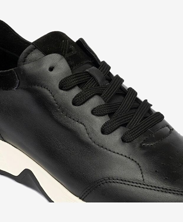 Erkek Siyah Hakiki Deri Spor Ayakkabı - 5