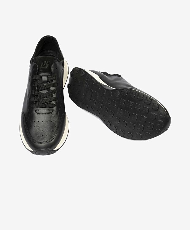 Erkek Siyah Hakiki Deri Spor Ayakkabı - 6