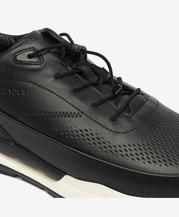 Erkek Siyah Hakiki Deri Spor Ayakkabı - 5