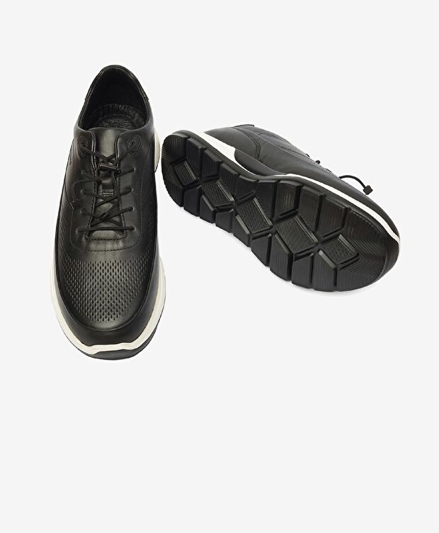 Erkek Siyah Hakiki Deri Spor Ayakkabı - 6